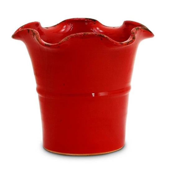 Artistica - Deruta Of Italy Scavo Giardini Garden: Large Planter Vase With Fluted Rim Red Plants & Planters 3 Artistica - Deruta Of Italy Scavo Giardini Garden: Large Planter Vase With Fluted Rim Red Plants & Planters