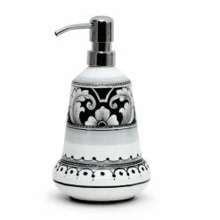 Artistica - Deruta Of Italy Deruta Vario Nero: Liquid Soap/Lotion Dispenser With Chrome Pump (Medium 20 OZ) Bath Accessories