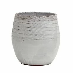 Artistica - Deruta Of Italy Scavo Giardini Garden: Round 'rullato' Cachepot/Planter Large Plants & Planters White