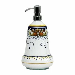 Artistica - Deruta Of Italy Deruta Foglie: Liquid Soap/Lotion Dispenser With Chrome Pump (Large 26 OZ) Bath Accessories