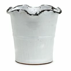 Artistica - Deruta Of Italy Scavo Giardini Garden: Extra Large Planter Vase With Fluted Rim White Plants & Planters