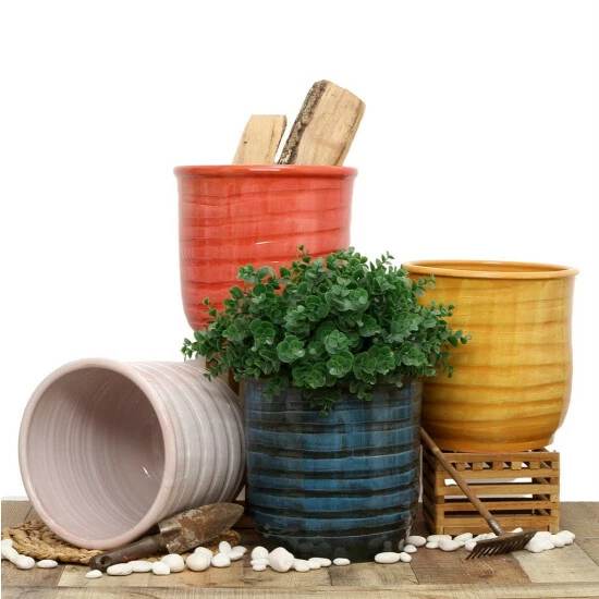 Artistica - Deruta Of Italy Scavo Giardini Garden: Modern-rustic 'rigato' Cachepot/Planter Translucent Plants & Planters Verde 4 Artistica - Deruta Of Italy Scavo Giardini Garden: Modern-rustic 'rigato' Cachepot/Planter Translucent Plants & Planters Verde - Image 2