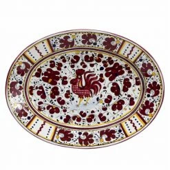 Artistica - Deruta Of Italy Orvieto Red Rooster: Large Oval Platter Dinnerware & Flatware