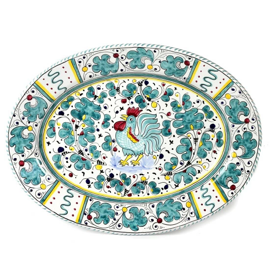 Artistica - Deruta Of Italy Orvieto Green Rooster: Large Oval Platter Dinnerware & Flatware 3 Artistica - Deruta Of Italy Orvieto Green Rooster: Large Oval Platter Dinnerware & Flatware