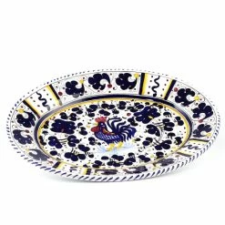 Artistica - Deruta Of Italy Orvieto Blue Rooster: Large Oval Platter Dinnerware & Flatware