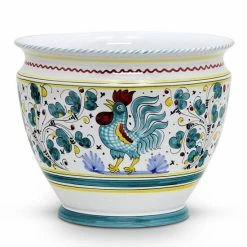 Artistica - Deruta Of Italy Orvieto Green Rooster: Luxury Cachepot Planter Large Decorative Accents