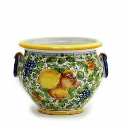 Artistica - Deruta Of Italy Tuscania: Round Tuscan Cachepot With Side Rings Decorative Accents
